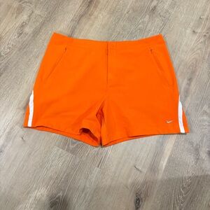 Nike Women’s Orange Athletic Shorts with White Accent